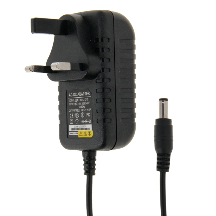UK Plug AC 100-240V to DC 12V 1A Power Adapter, Tips: 5.5 x 2.1mm, Cable Length: about 90cm(Black) by buy2fix