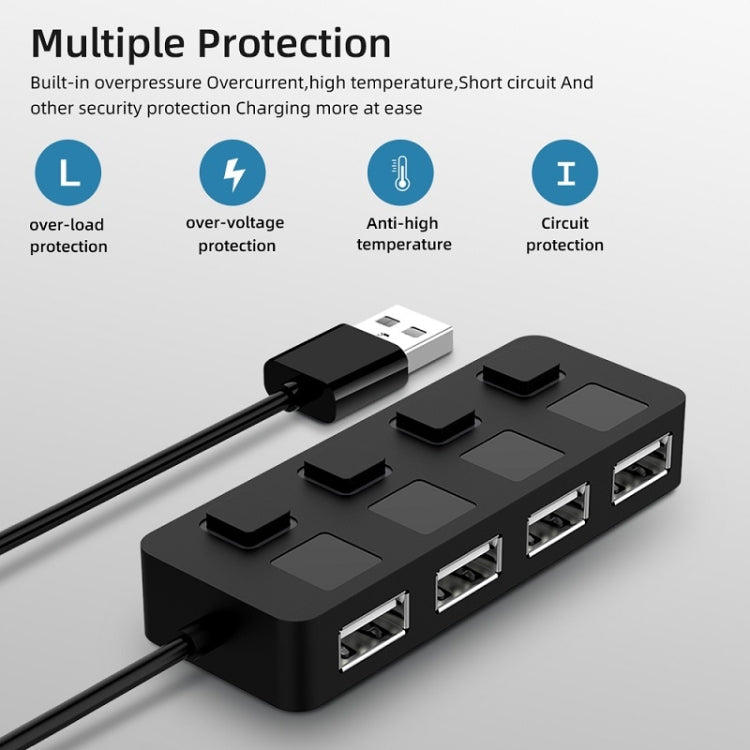 4 Ports USB 2.0 HUB with 4 Switch(Black) by buy2fix