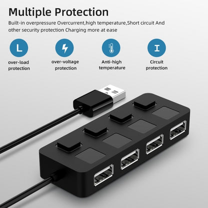 4 Ports USB 2.0 HUB with 4 Switch(Black) by buy2fix