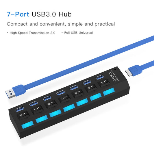 7 Ports USB 3.0 HUB, Super Speed 5Gbps, Plug and Play, Support 1TB(Black) by buy2fix
