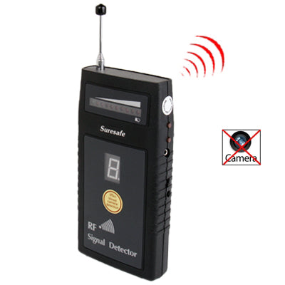 RF Signal Detector / Wireless & Wired Camera Detector / Bug Detector / Radio Frequency Devices with Digit Sensitivity Display (SH-055U8L)(Black) by buy2fix