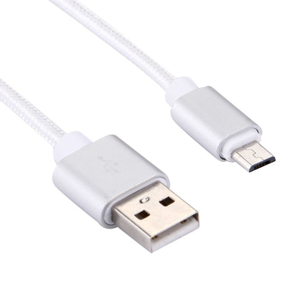 20cm 2A Woven Style Metal Head Micro USB to USB V8 Data / Charger Cable, For Samsung / Huawei / Xiaomi / Meizu / LG / HTC and Other Smartphones(Silver) - Micro USB Cable by buy2fix | Online Shopping UK | buy2fix