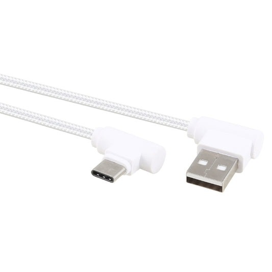 1.2m 2A 90 Copper Wires Woven Elbow USB-C / Type-C 3.1 to USB 2.0 Data / Charger Cable(White) by buy2fix