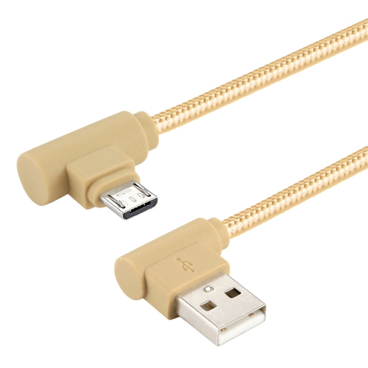 25cm USB to Micro USB Nylon Weave Style Double Elbow Charging Cable, For Samsung / Huawei / Xiaomi / Meizu / LG / HTC and Other Smartphones (Gold) by buy2fix