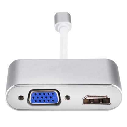 2 in 1 VGA & HDMI Female to USB-C / Type-C Male Hub Splitter Adapter(Grey) - Computer & Networking by buy2fix | Online Shopping UK | buy2fix