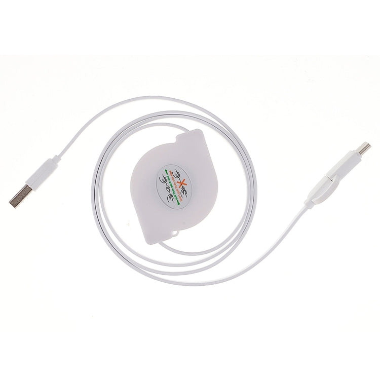 1m 2A Two in One Retractable Micro USB to Type-C Data Sync Charging Cable, For Galaxy, Huawei, Xiaomi, LG, HTC and Other Smart Phones, Rechargeable Devices(White) by buy2fix