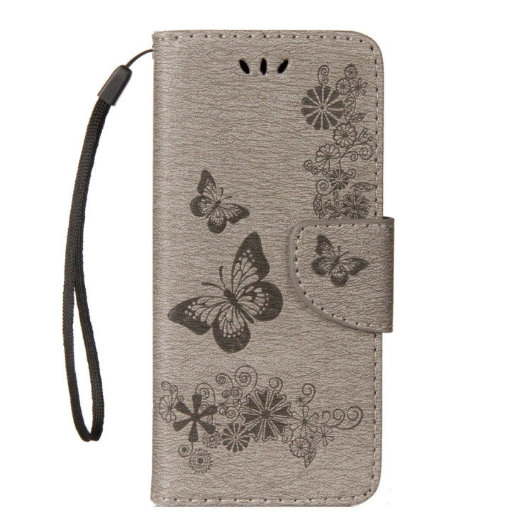 For Galaxy S9 Vintage Embossed Floral Butterfly Pattern Horizontal Flip Leather Case with Card Slot & Holder & Wallet & Lanyard(Grey) - Samsung Accessories by buy2fix | Online Shopping UK | buy2fix