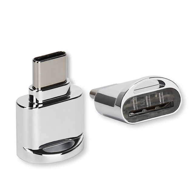 TF Card to USB-C / Type-C Male Aluminum Alloy OTG Adapter with Keychain(Silver) - OTG Adapter by buy2fix | Online Shopping UK | buy2fix