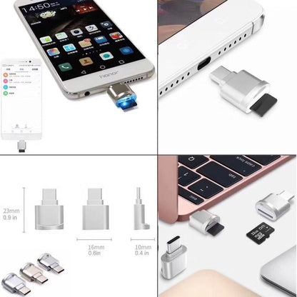 TF Card to USB-C / Type-C Male Aluminum Alloy OTG Adapter with Keychain(Silver) - OTG Adapter by buy2fix | Online Shopping UK | buy2fix