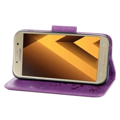 For Galaxy A7 (2017) / A720 Butterflies Embossing Horizontal Flip Leather Case with Holder & Card Slots & Wallet & Lanyard (Purple) - Samsung Accessories by buy2fix | Online Shopping UK | buy2fix