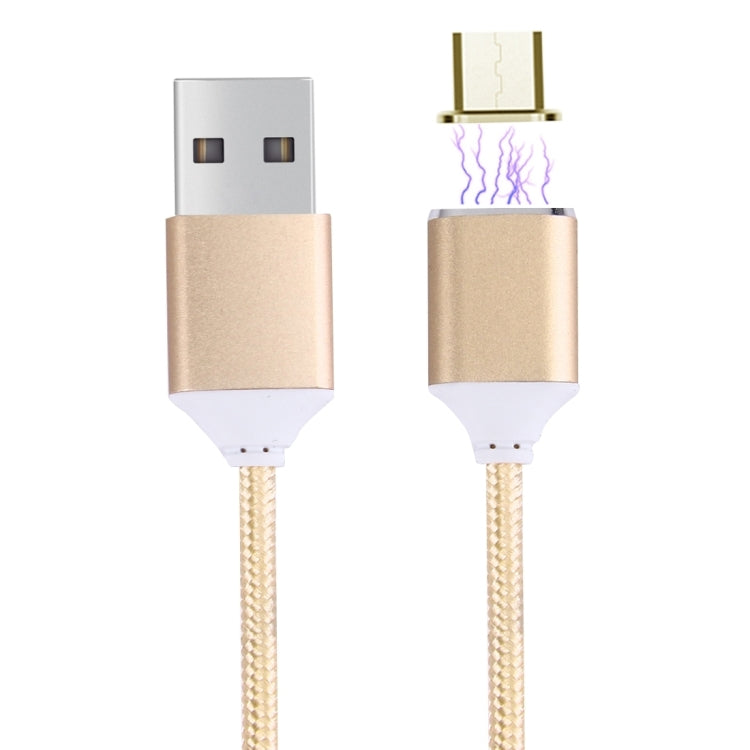 1M Woven Style 2.4A Micro USB to USB Data Sync Charging Cable Intelligent Metal Magnetism Cable, For Samsung, HTC, Sony, Huawei, Xiaomi, Meizu and other Android Devices(Gold) - Mobile Accessories by buy2fix | Online Shopping UK | buy2fix