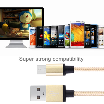 1m Woven Style Metal Head 58 Cores Micro USB to USB 2.0 Data / Charger Cable, For Samsung / Huawei / Xiaomi / Meizu / LG / HTC and Other Smartphones (Light Yellow Gold) - Micro USB Cable by buy2fix | Online Shopping UK | buy2fix