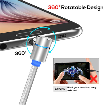 TOPK 2m 2.4A Max USB to Micro USB 90 Degree Elbow Magnetic Charging Cable with LED Indicator(Silver) - Mobile Accessories by TOPK | Online Shopping UK | buy2fix