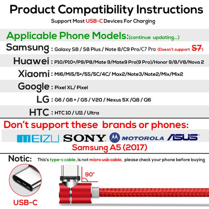 TOPK 2m 2.4A Max USB to USB-C / Type-C 90 Degree Elbow Magnetic Charging Cable with LED Indicator(Red) - Mobile Accessories by TOPK | Online Shopping UK | buy2fix