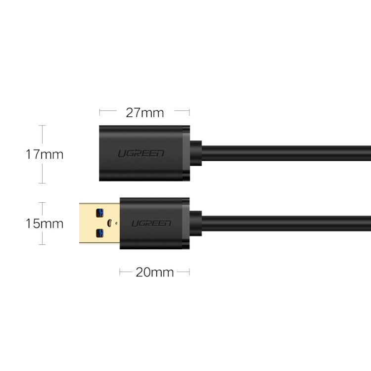 Ugreen 1m USB 3.0 Male to Female Data Sync Super Speed Transmission Extension Cord Cable - USB 3.0 by UGREEN | Online Shopping UK | buy2fix