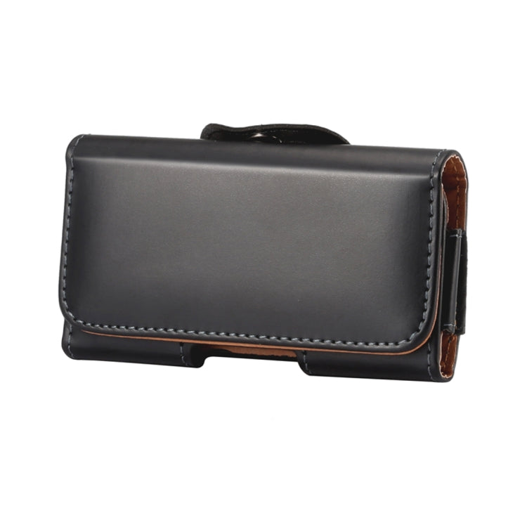 Men Glossy Texture Portable Mobile Phone Back Buckle Transverse Sleeve Waist Pack Leather Case for 6.3 Inch or Below Smartphones(Black) by buy2fix