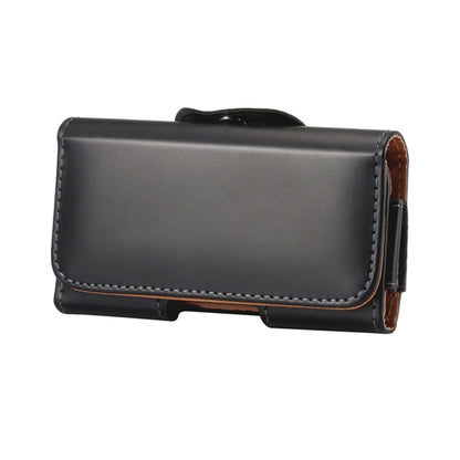 Men Glossy Texture Portable Mobile Phone Back Buckle Transverse Sleeve Waist Pack Leather Case for 6.3 Inch or Below Smartphones(Black) by buy2fix