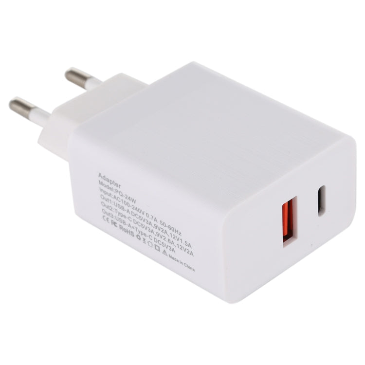 24W PD + QC3.0 Fast Charger Power Adapter Plug Adapter EU Plug - Consumer Electronics by buy2fix | Online Shopping UK | buy2fix