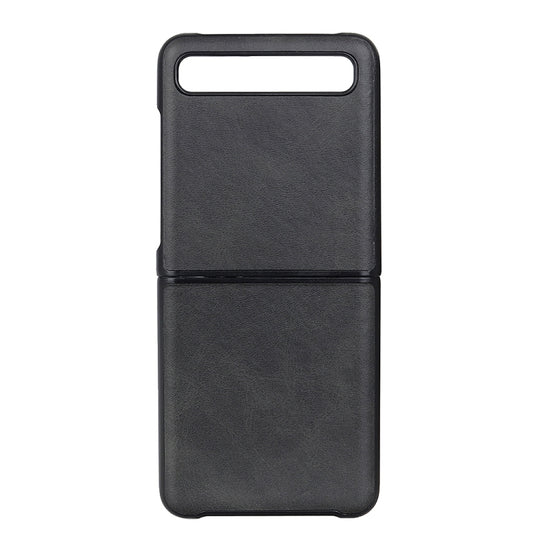 For Galaxy Z Flip Two-color Cow Leather Texture Folding Protective Case(Black)