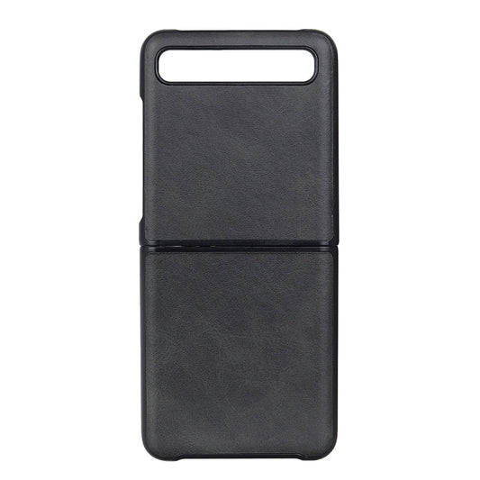 For Galaxy Z Flip Two-color Cow Leather Texture Folding Protective Case(Black) by buy2fix