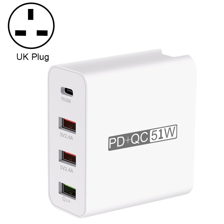 WLX-A6 4 Ports Quick Charging USB Travel Charger Power Adapter, UK Plug - Apple Accessories by buy2fix | Online Shopping UK | buy2fix