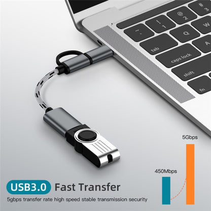 USB 3.0 Female to Micro USB + USB-C / Type-C Male Charging + Transmission OTG Nylon Braided Adapter Cable, Cable Length: 17cm (Grey) by buy2fix