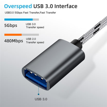 USB 3.0 Female to Micro USB + USB-C / Type-C Male Charging + Transmission OTG Nylon Braided Adapter Cable, Cable Length: 17cm (Grey) by buy2fix