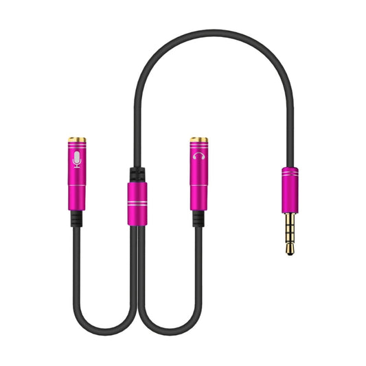 2 in 1 3.5mm Male to Double 3.5mm Female TPE High-elastic Audio Cable Splitter, Cable Length: 32cm(Rose Red) by buy2fix