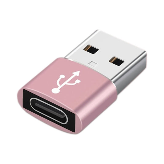 USB-C / Type-C Female to USB 2.0 Male Aluminum Alloy Adapter, Support Charging & Transmission(Pink) - Type-C Adapter by buy2fix | Online Shopping UK | buy2fix