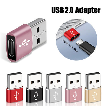 USB-C / Type-C Female to USB 2.0 Male Aluminum Alloy Adapter, Support Charging & Transmission(Pink) - Type-C Adapter by buy2fix | Online Shopping UK | buy2fix