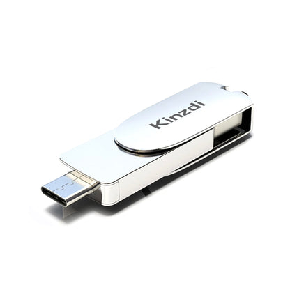 Kinzdi 256GB USB 3.0 + Type-C 3.0 Interface Metal Twister Flash Disk V11 (Silver) - USB Flash Drives by Kinzdi | Online Shopping UK | buy2fix