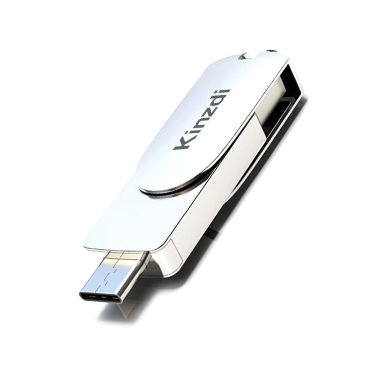 Kinzdi 128GB USB 3.0 + Type-C 3.0 Interface Metal Twister Flash Disk V11 (Silver) - USB Flash Drives by Kinzdi | Online Shopping UK | buy2fix