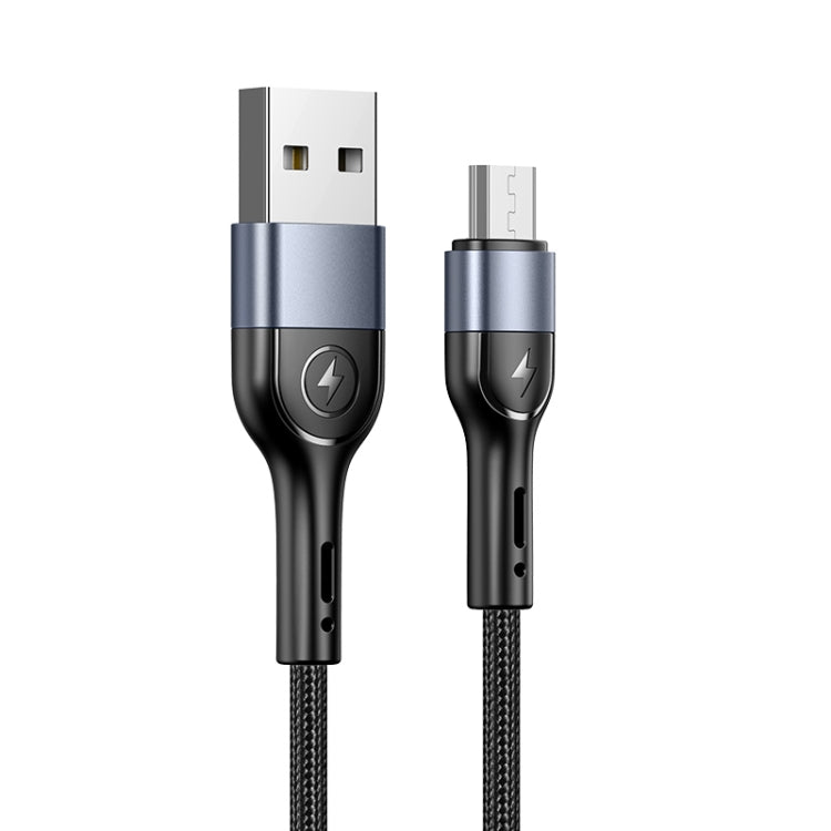 USAMS US-SJ450 U55 2A Micro USB Aluminum Alloy Weave Charging Cable, Length:1m(Black) - Micro USB Cable by USAMS | Online Shopping UK | buy2fix