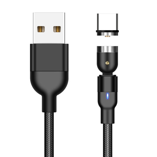 1m 2A Output USB to USB-C / Type-C Nylon Braided Rotate Magnetic Charging Cable(Black) by buy2fix