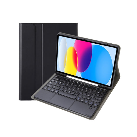 For iPad 11 2025 / 10th Gen 10.9 2022 YA10B-A Lambskin Texture Bluetooth Touch Keyboard Leather Tablet Case with Pen Slot(Black)