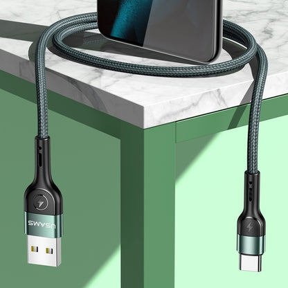 USAMS US-SJ449 U55 2A Type-C / USB-C Aluminum Alloy Weave Charging Cable, Length:1m (Green) - USB-C & Type-C Cable by USAMS | Online Shopping UK | buy2fix