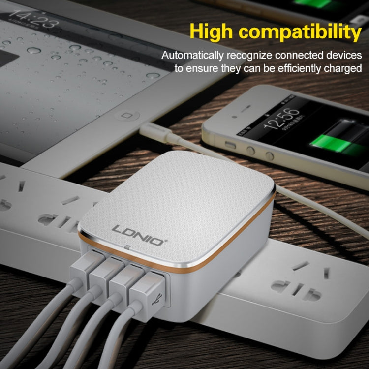 LDNIO A4404 4.4A 4 x USB Ports Smart Travel Charger, UK Plug - Mobile Accessories by LDNIO | Online Shopping UK | buy2fix