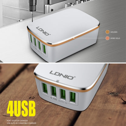 LDNIO A4404 4.4A 4 x USB Ports Smart Travel Charger, US Plug - Mobile Accessories by LDNIO | Online Shopping UK | buy2fix