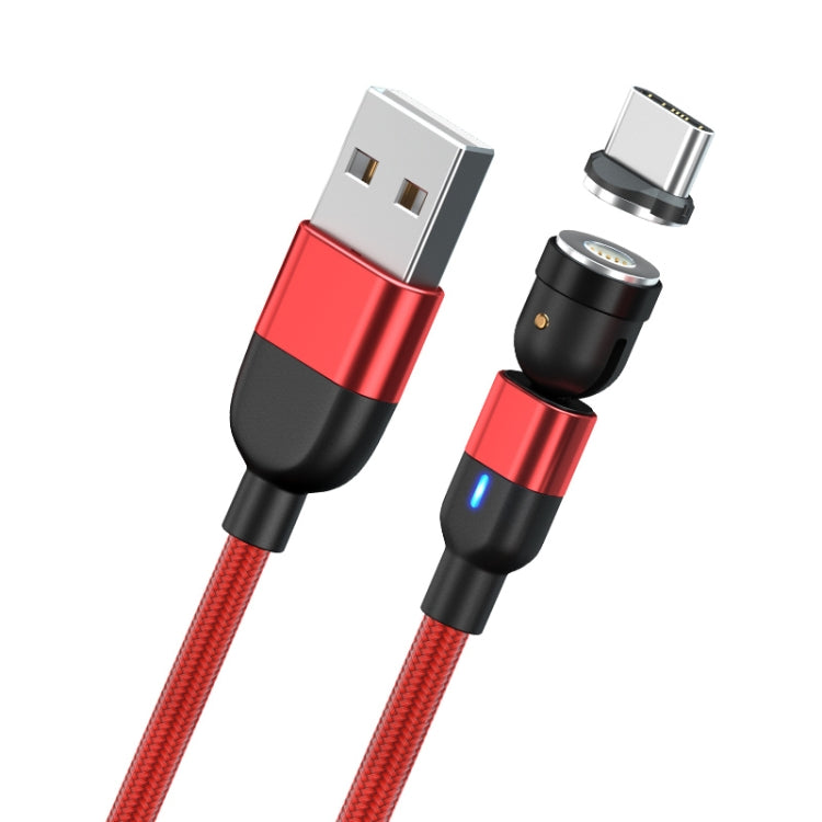 1m 3A Output USB to USB-C / Type-C 540 Degree Rotating Magnetic Data Sync Charging Cable (Red) - Mobile Accessories by buy2fix | Online Shopping UK | buy2fix