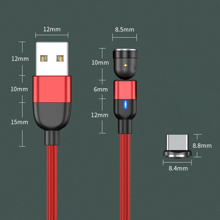 2m 3A Output USB to USB-C / Type-C 540 Degree Rotating Magnetic Data Sync Charging Cable (Red) - Mobile Accessories by buy2fix | Online Shopping UK | buy2fix