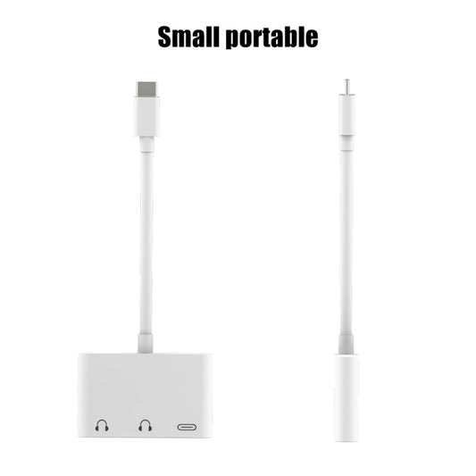 3 in 1 USB-C + 3.5mm + 3.5mm to USB-C Digital Charge Audio Adapter (White) by buy2fix