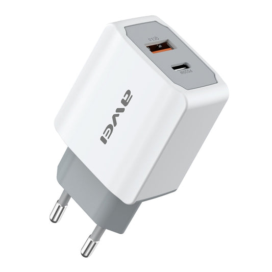 awei PD4 20W PD Type-C + QC 3.0 USB Interface Fast Charging Travel Charger with Data Cable, EU Plug by awei