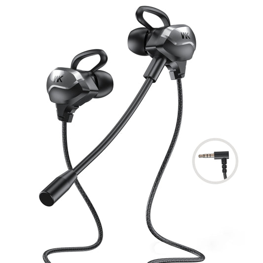 WK ET-Y30 ET Series 3.5mm Elbow In-ear Wired Wire-control Gaming Earphone with Microphone (Black) - Normal Style Earphone by WK | Online Shopping UK | buy2fix