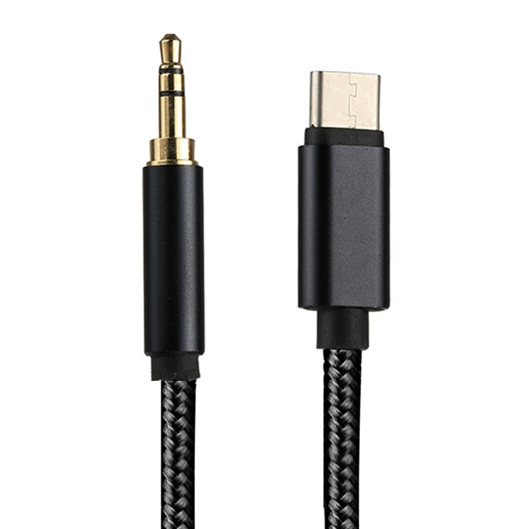 1m Weave Style Type-C Male to 3.5mm Male Audio Cable(Black) by buy2fix