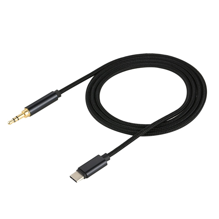 1m Weave Style Type-C Male to 3.5mm Male Audio Cable(Black) by buy2fix
