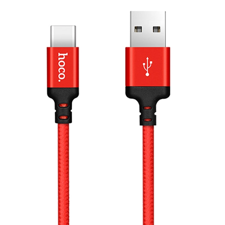 hoco X14 1m Nylon Braided Aluminium Alloy USB-C / Type-C to USB Data Sync Charging Cable(Red) - USB-C & Type-C Cable by hoco | Online Shopping UK | buy2fix