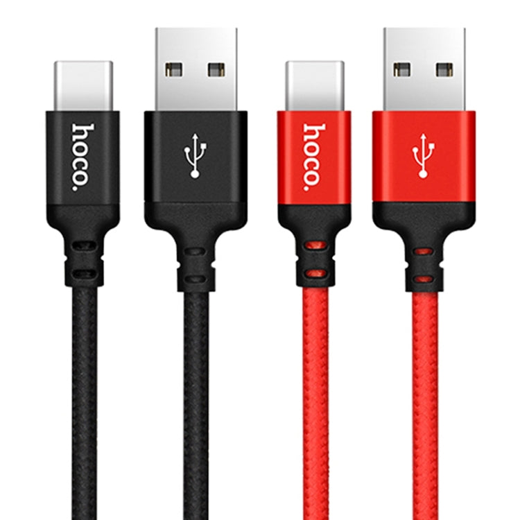 hoco X14 1m Nylon Braided Aluminium Alloy USB-C / Type-C to USB Data Sync Charging Cable(Red) - USB-C & Type-C Cable by hoco | Online Shopping UK | buy2fix