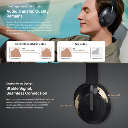 Original HUAWEI FreeBuds Studio Dynamic Noise Cancelling Bluetooth 5.2 Wireless Headset(Gold) - Headset & Headphone by Huawei | Online Shopping UK | buy2fix