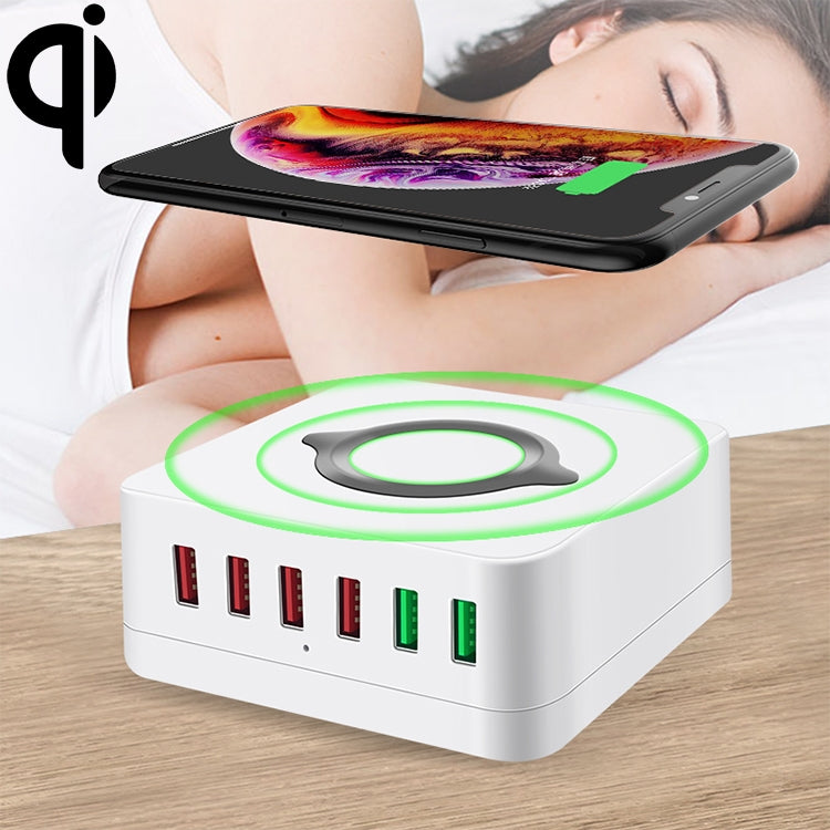 E6 7 In 1 Multi-function Wireless Charging Station USB Smart Socket Holder Stand - Multifunction Charger by buy2fix | Online Shopping UK | buy2fix