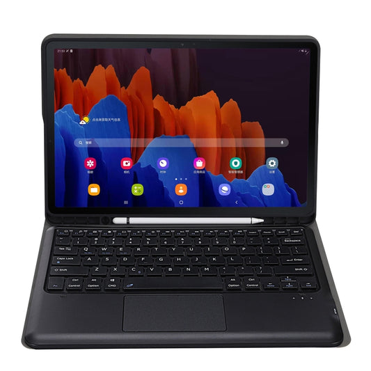 A970B-A Splittable Bluetooth Keyboard Leather Tablet Case for Samsung Galaxy Tab S7 FE T730 T736 & S7+ T970 T975, with Touchpad & Pen Slot & & Holder (Rose Gold) by buy2fix